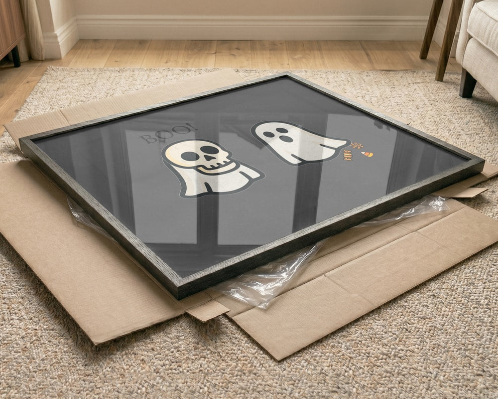 Halloween Ghosts Boo Halloween Wall Art Print – Cute Kawaii Halloween Poster