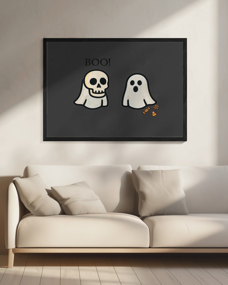 Halloween Ghosts Boo Halloween Wall Art Print – Cute Kawaii Halloween Poster