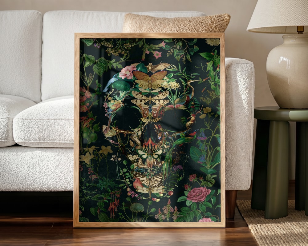 Dark Nature Skull Halloween Wall Art Print – Gothic Skull Halloween Poster