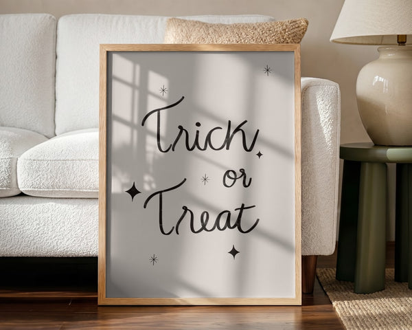 Halloween Trick Treat Script Halloween Wall Art Print – Spooky Halloween Poster