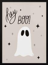 Hey Boo Ghost Halloween Wall Art Print – Cute Kawaii Halloween Poster