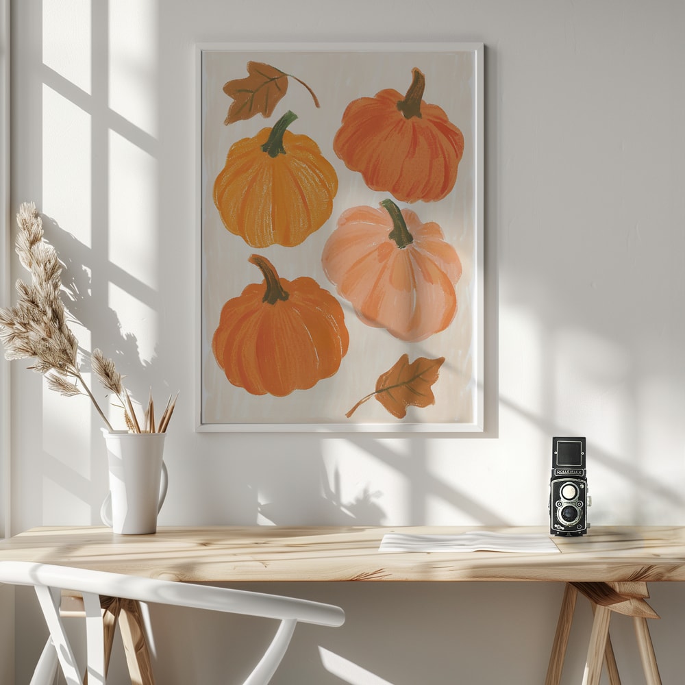 Painted Autumn Pumpkins Halloween Wall Art Print – Spooky Halloween Poster