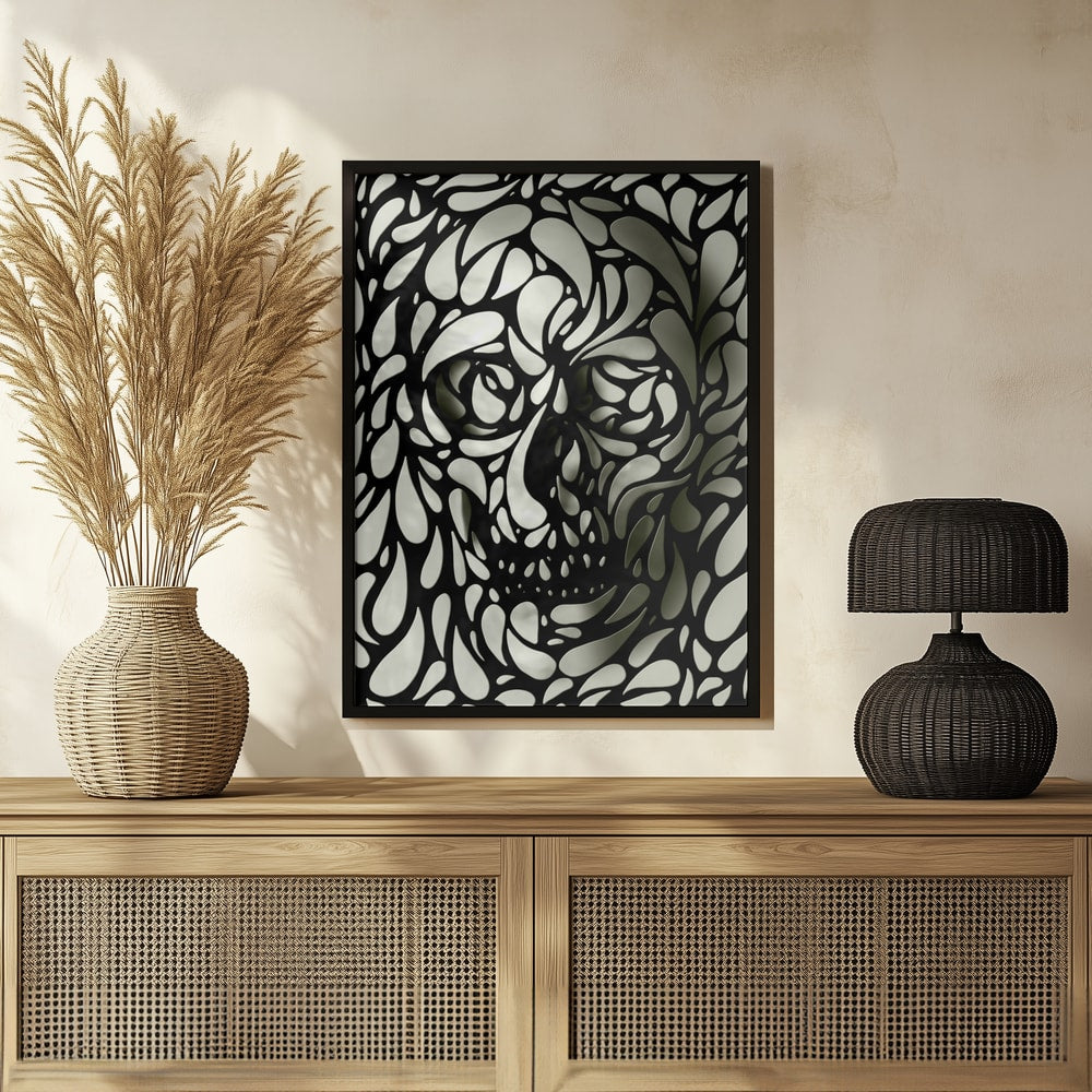 Shadow Skull Forms Halloween Wall Art Print – Minimal Halloween Poster