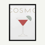 Classic Cosmopolitan Cocktail Art Print UK — Vintage Minimal Wall Art — Office — Wall It All Prints