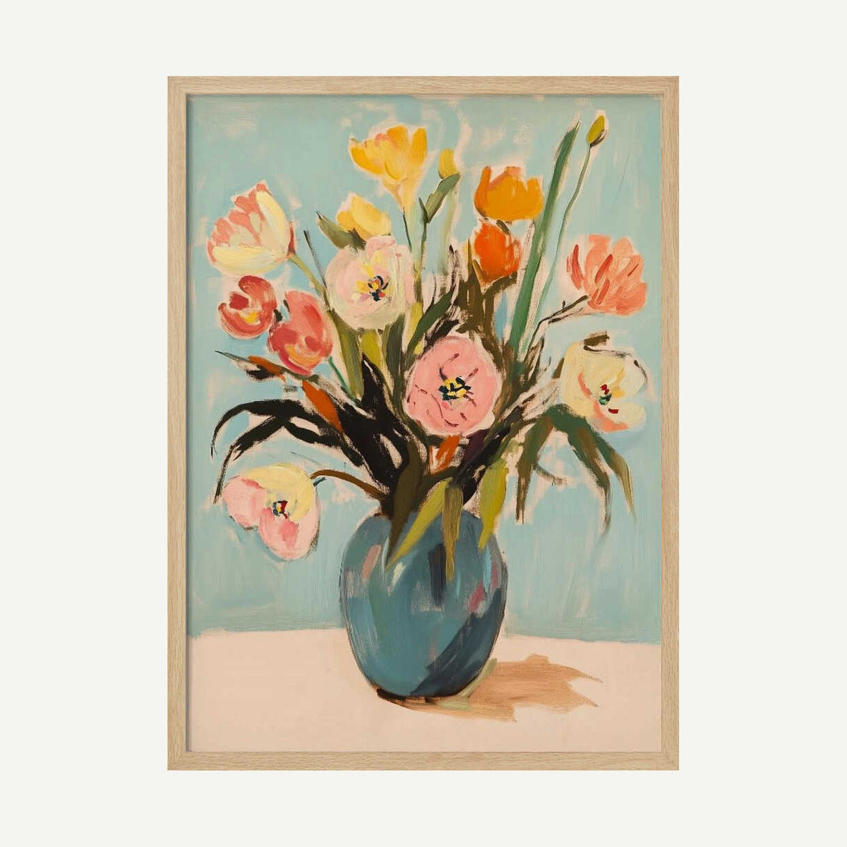Colorful Happy Flowers Art Print UK — Botanical Vibrant Wall Art — Living Room — Wall It All Prints