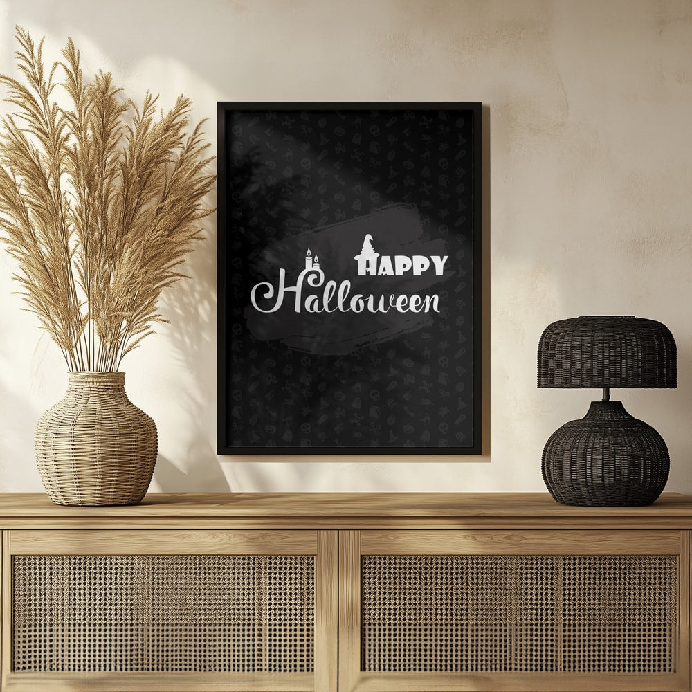 Happy Halloween Greeting Halloween Wall Art Print – Spooky Halloween Poster