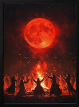 Red Moon Ritual Halloween Wall Art Print – Gothic Occult Halloween Poster