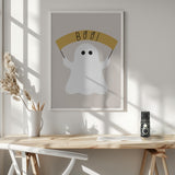 Halloween Boo Ghost Halloween Wall Art Print – Cute Kawaii Halloween Poster