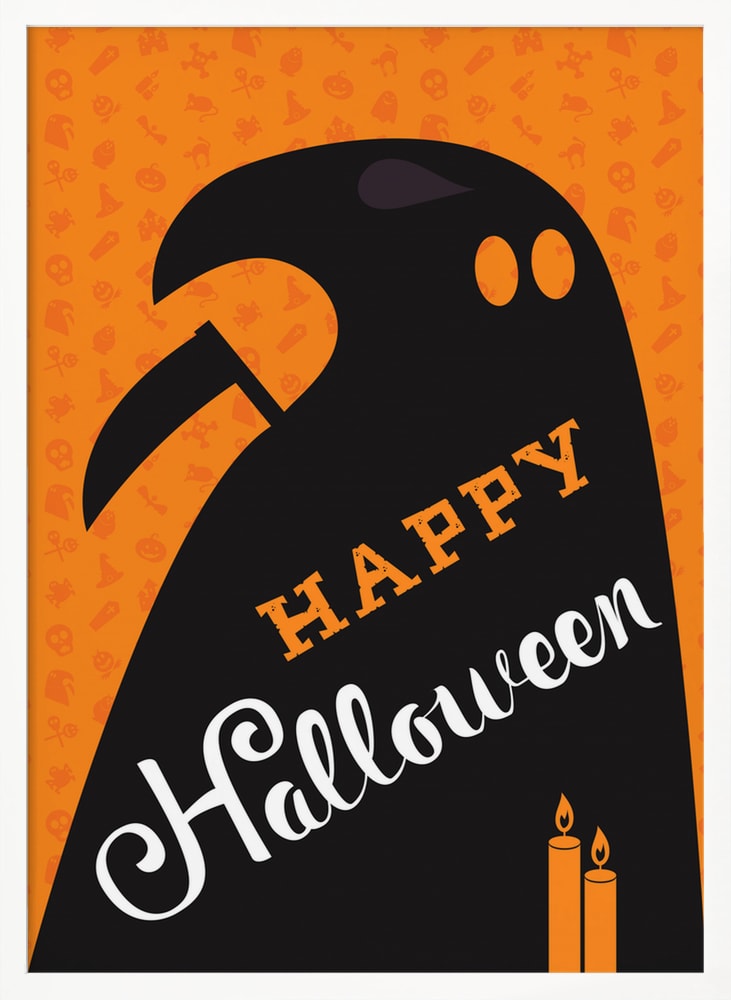 Happy Halloween Ghost Halloween Wall Art Print – Spooky Halloween Poster