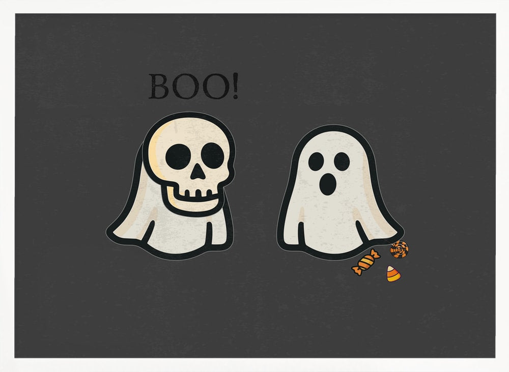 Halloween Ghosts Boo Halloween Wall Art Print – Cute Kawaii Halloween Poster