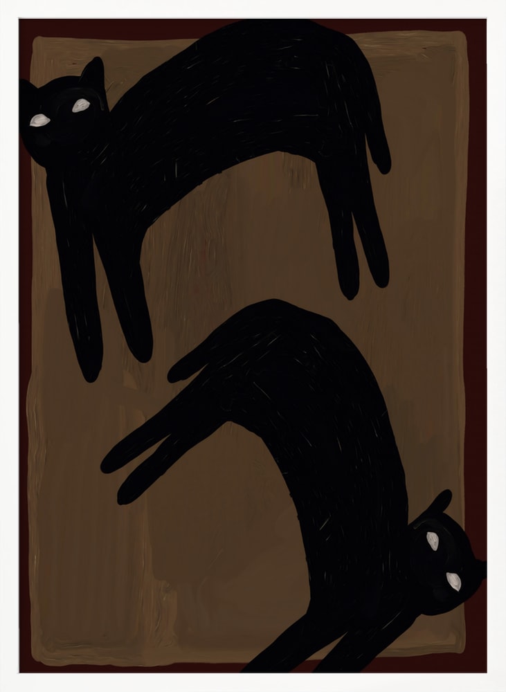 Spooky Black Cats Halloween Wall Art Print – Minimal Halloween Poster