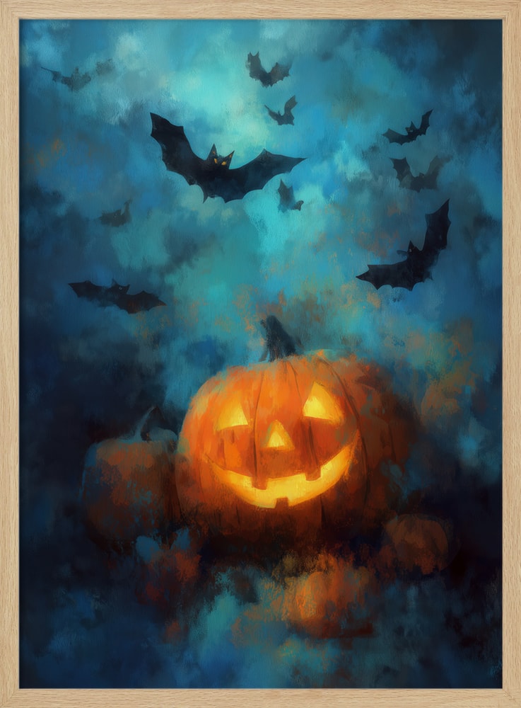 Glowing Pumpkin Halloween Night Halloween Wall Art Print – Spooky Halloween Poster