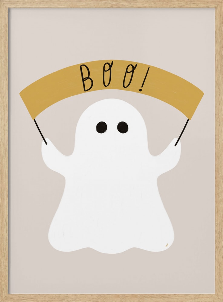 Halloween Boo Ghost Halloween Wall Art Print – Cute Kawaii Halloween Poster