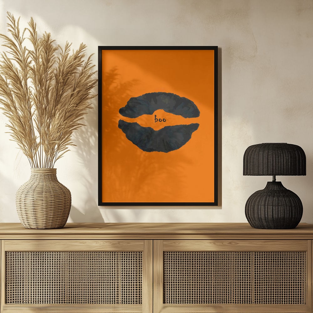 Halloween Boo Lips Halloween Wall Art Print – Cute Kawaii Halloween Poster