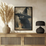 Curious Witch Cat Halloween Wall Art Print – Cute Kawaii Halloween Poster