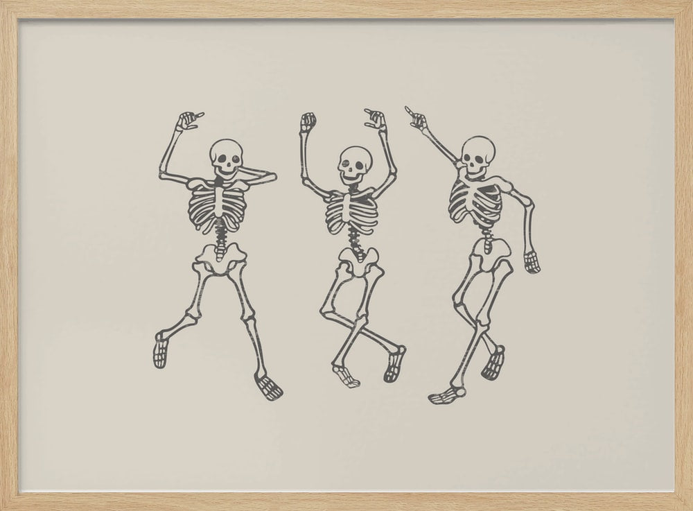 Dancing Skeletons Party Halloween Wall Art Print – Funny Halloween Poster