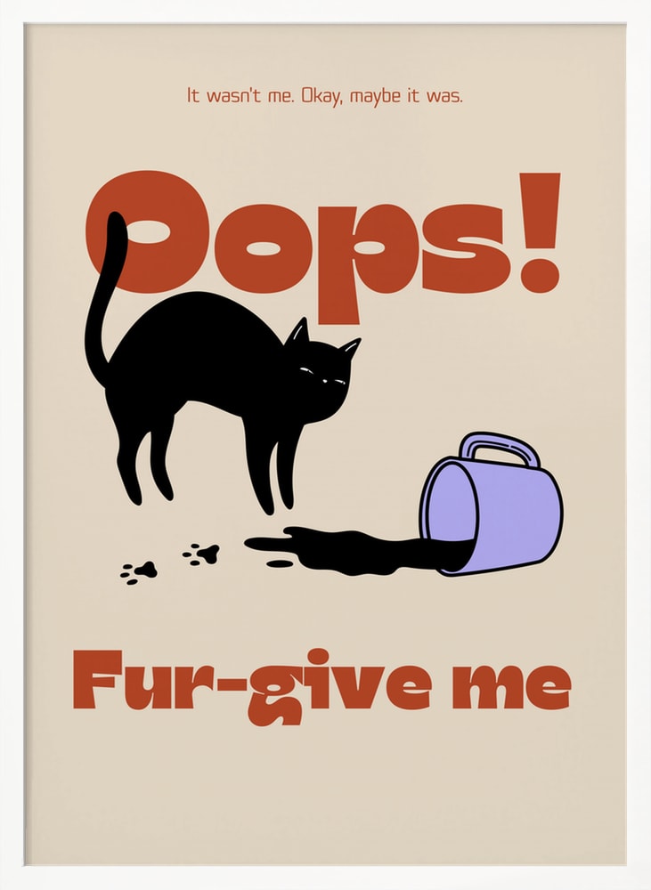 Oops Coffee Cat Halloween Wall Art Print – Funny Halloween Poster