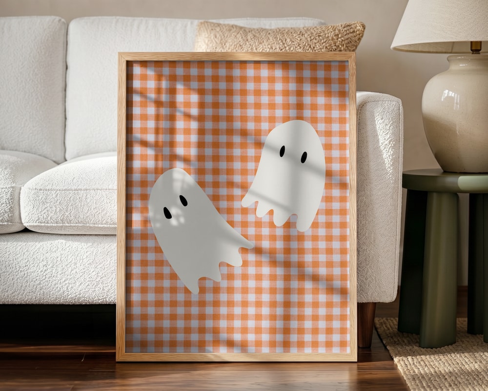 Playful Halloween Ghosts Halloween Wall Art Print – Cute Kawaii Halloween Poster