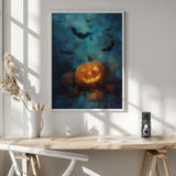 Glowing Pumpkin Halloween Night Halloween Wall Art Print – Spooky Halloween Poster
