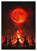Red Moon Ritual Halloween Wall Art Print – Gothic Occult Halloween Poster