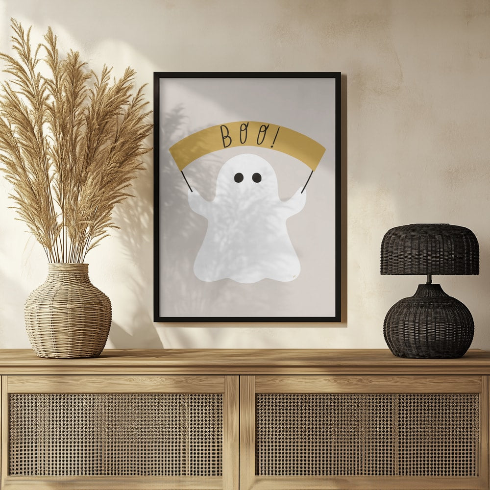 Halloween Boo Ghost Halloween Wall Art Print – Cute Kawaii Halloween Poster