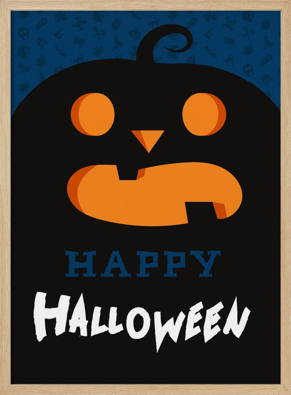 Happy Halloween Jack-O'-Lantern Halloween Wall Art Print – Cute Kawaii Halloween Poster