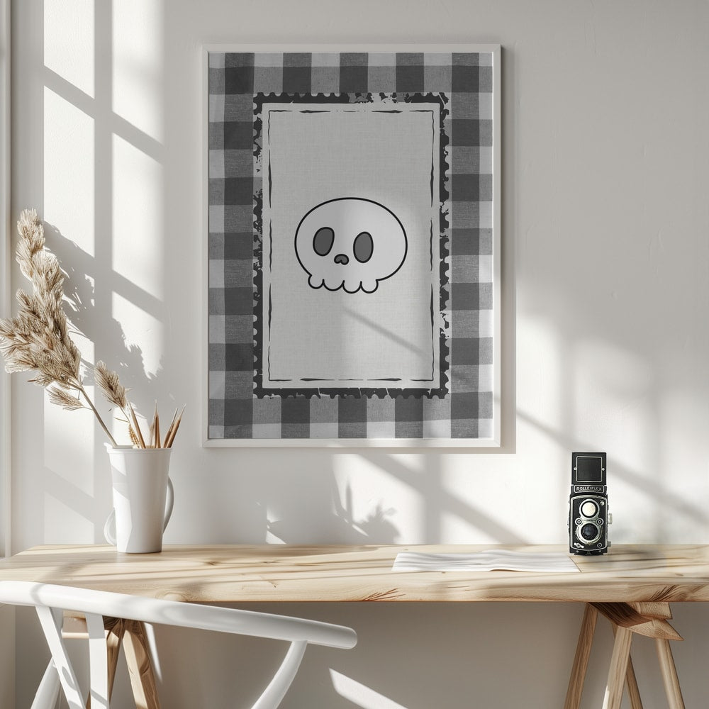 Cute Halloween Skull Halloween Wall Art Print – Cute Kawaii Halloween Poster