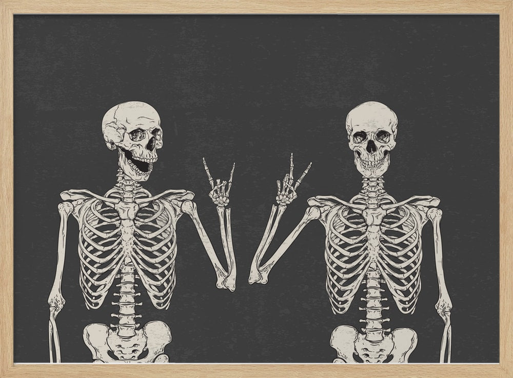 Skeletons Rock Peace Signs Halloween Wall Art Print – Funny Halloween Poster