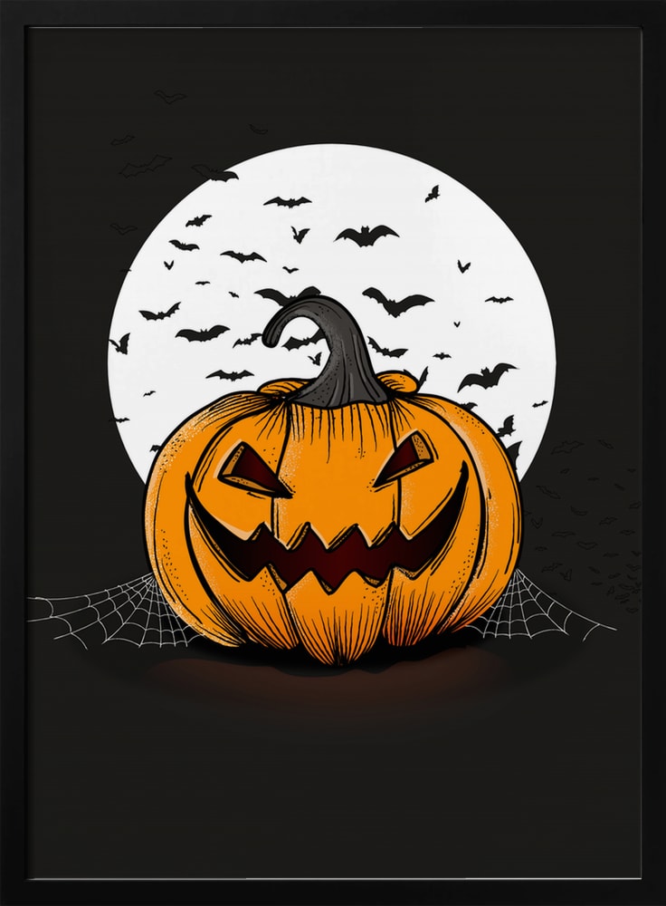 Moonlit Halloween Pumpkin Halloween Wall Art Print – Spooky Halloween Poster