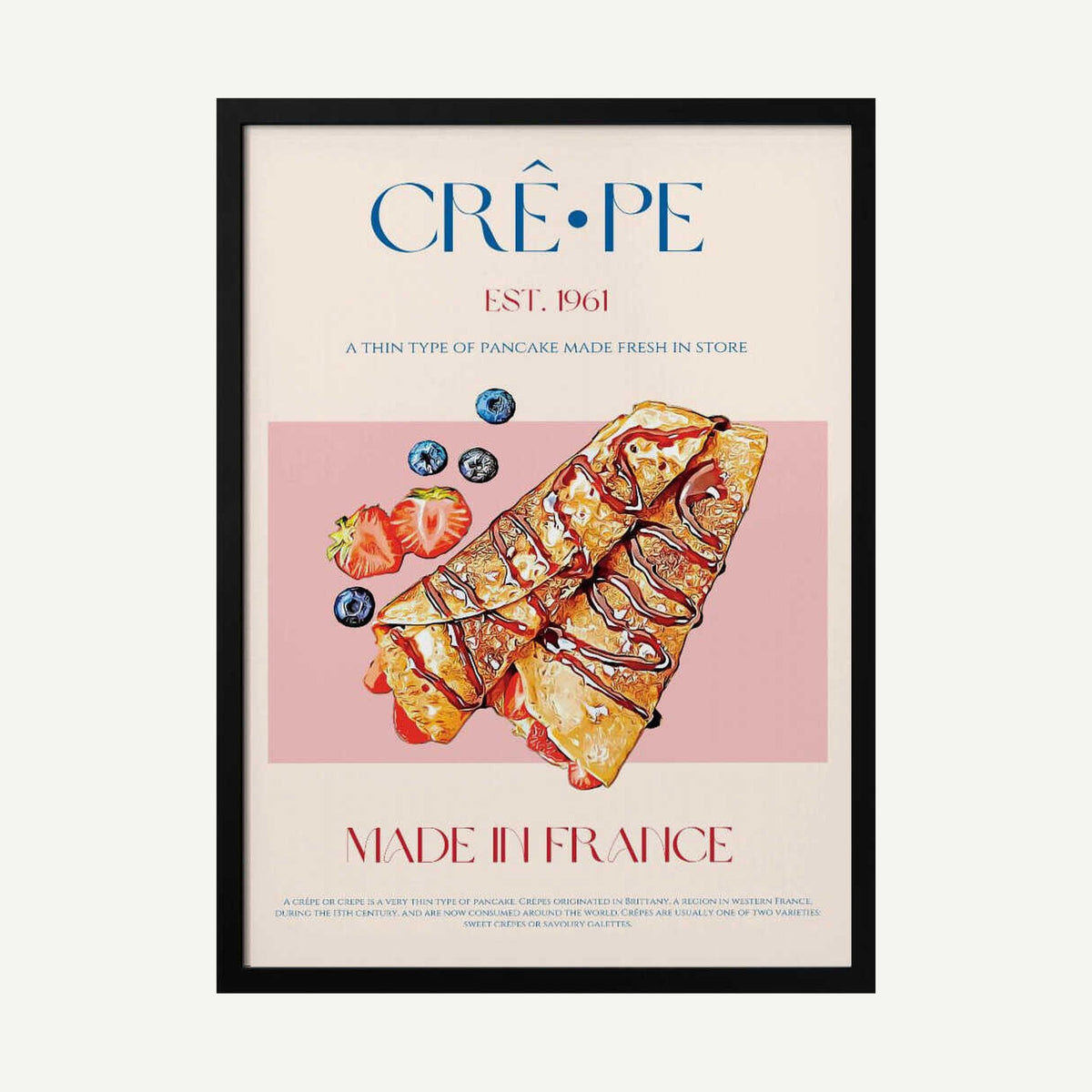 French Crepes with Berries Art Print UK — Food Fresh Wall Art — Kitchen — Wall It All Prints