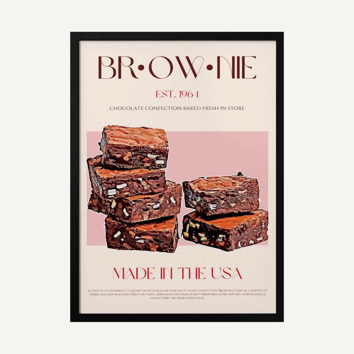 Fresh Baked Brownies Art Print UK — Food Warm Wall Art — Kitchen — Wall It All Prints