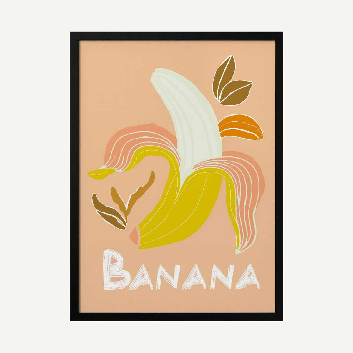 Fresh Peeled Banana Art Print UK — Botanical Vibrant Wall Art — Kitchen — Wall It All Prints