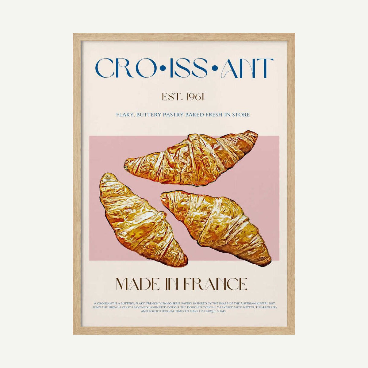 Golden French Croissants Art Print UK — Vintage Vibrant Wall Art — Kitchen — Wall It All Prints