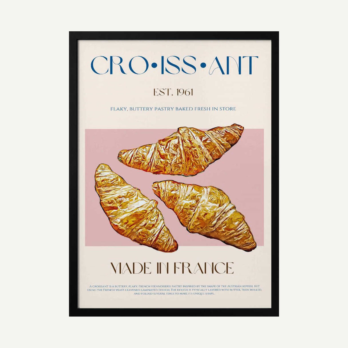 Golden French Croissants Art Print UK — Vintage Vibrant Wall Art — Kitchen — Wall It All Prints