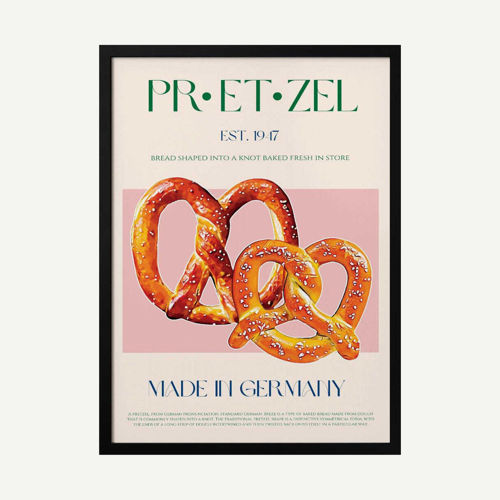 Golden German Pretzels Art Print UK — Vintage Vibrant Wall Art — Kitchen — Wall It All Prints