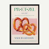 Golden German Pretzels Art Print UK — Vintage Vibrant Wall Art — Kitchen — Wall It All Prints