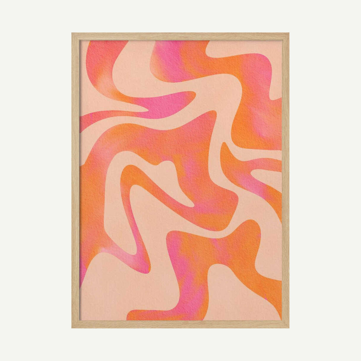 Groovy Pink Orange Swirls Art Print UK — Abstract Vibrant Wall Art — Living Room — Wall It All Prints