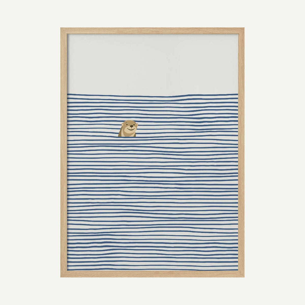 Happy Otter In Stripes Art Print UK — Abstract Vibrant Wall Art — Bedroom — Wall It All Prints