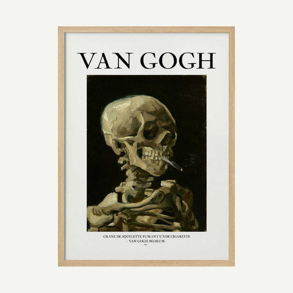 Head of a skeleton with a burning cigarette Art Print UK — Animal Vibrant Wall Art — Living Room — Wall It All Prints