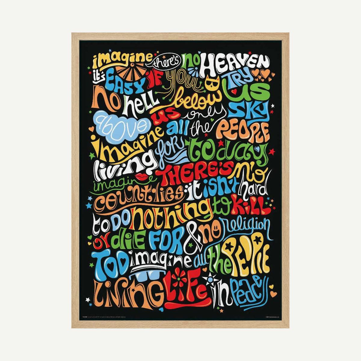 Imagine Peace Words Art Print UK — Abstract Vibrant Wall Art — Living Room — Wall It All Prints