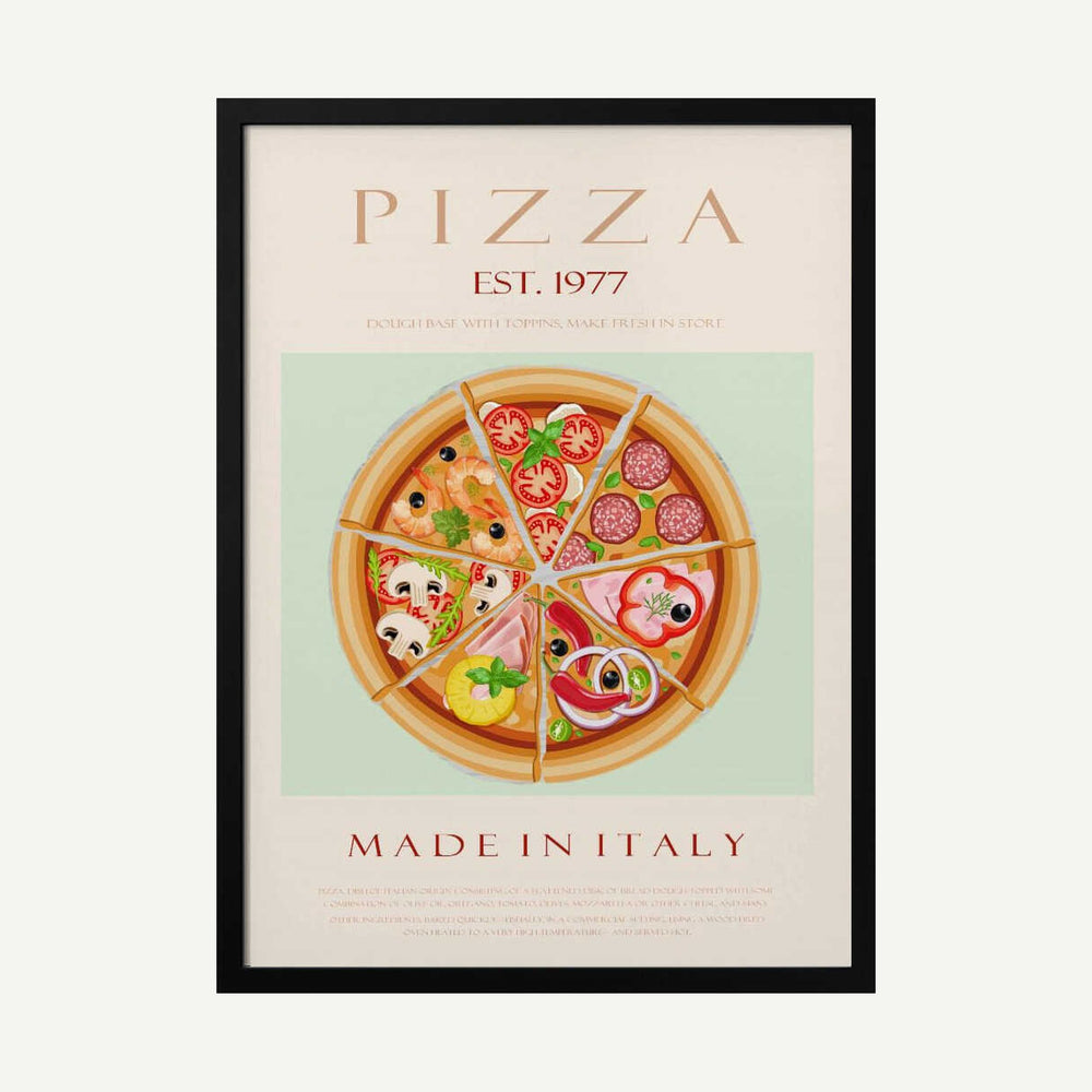 Italian Pizza Variety Art Print UK — Abstract Vibrant Wall Art — Kitchen — Wall It All Prints
