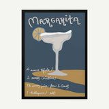 Margarita Cocktail Recipe Art Print UK — Abstract Dark Wall Art — Kitchen — Wall It All Prints