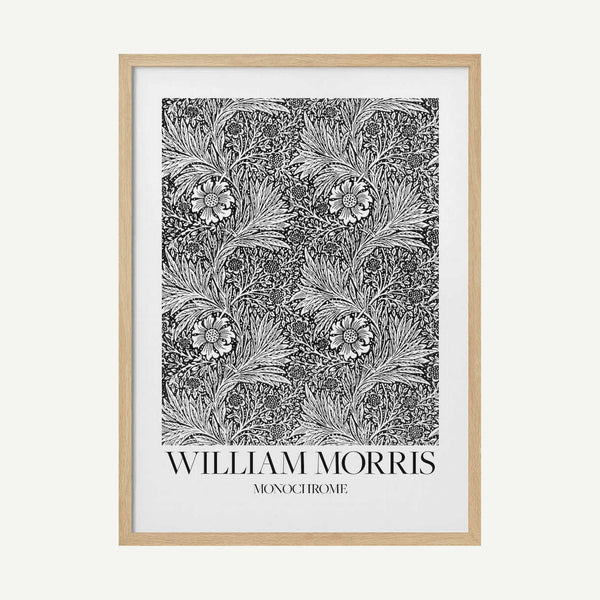 Marigold Monochrome Art Print UK — Botanical Dark Wall Art — Living Room — Wall It All Prints