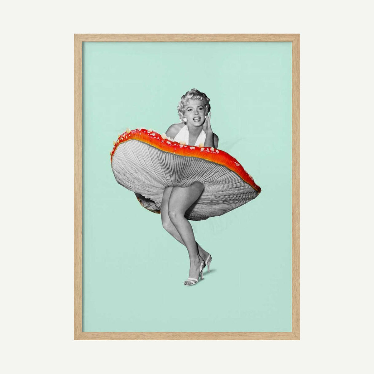 Marilyn Mushroom Skirt Art Print UK — Portrait Vibrant Wall Art — Office — Wall It All Prints