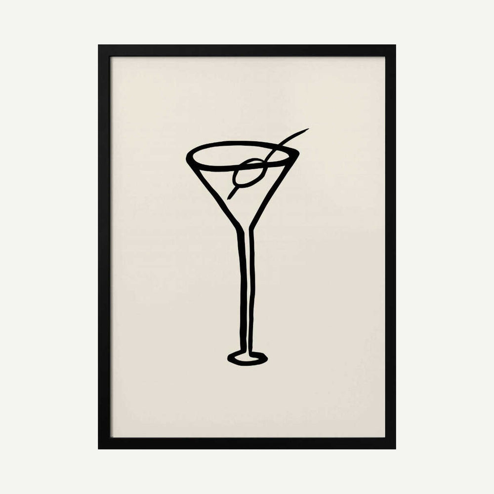 Martini Glass Sketch Art Print UK — Abstract Dark Wall Art — Office — Wall It All Prints