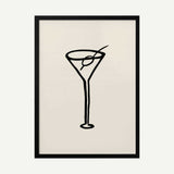 Martini Glass Sketch Art Print UK — Abstract Dark Wall Art — Office — Wall It All Prints