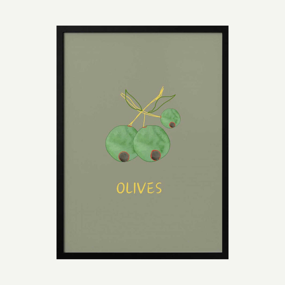 Mediterranean Green Olives Art Print UK — Abstract Vibrant Wall Art — Kitchen — Wall It All Prints