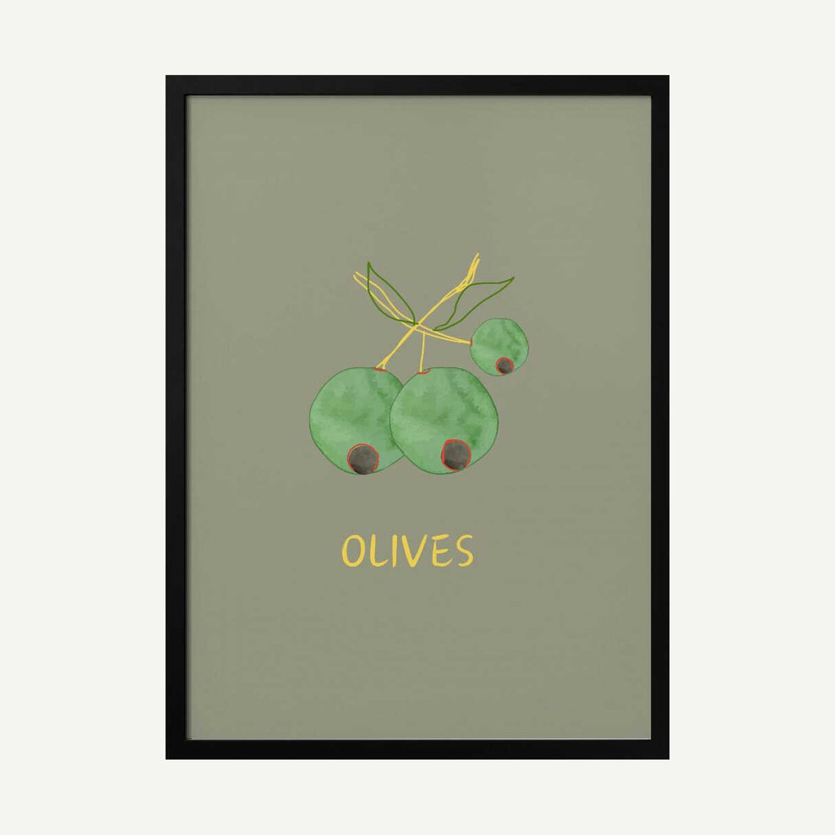 Mediterranean Green Olives Art Print UK — Abstract Vibrant Wall Art — Kitchen — Wall It All Prints
