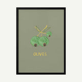 Mediterranean Green Olives Art Print UK — Abstract Vibrant Wall Art — Kitchen — Wall It All Prints