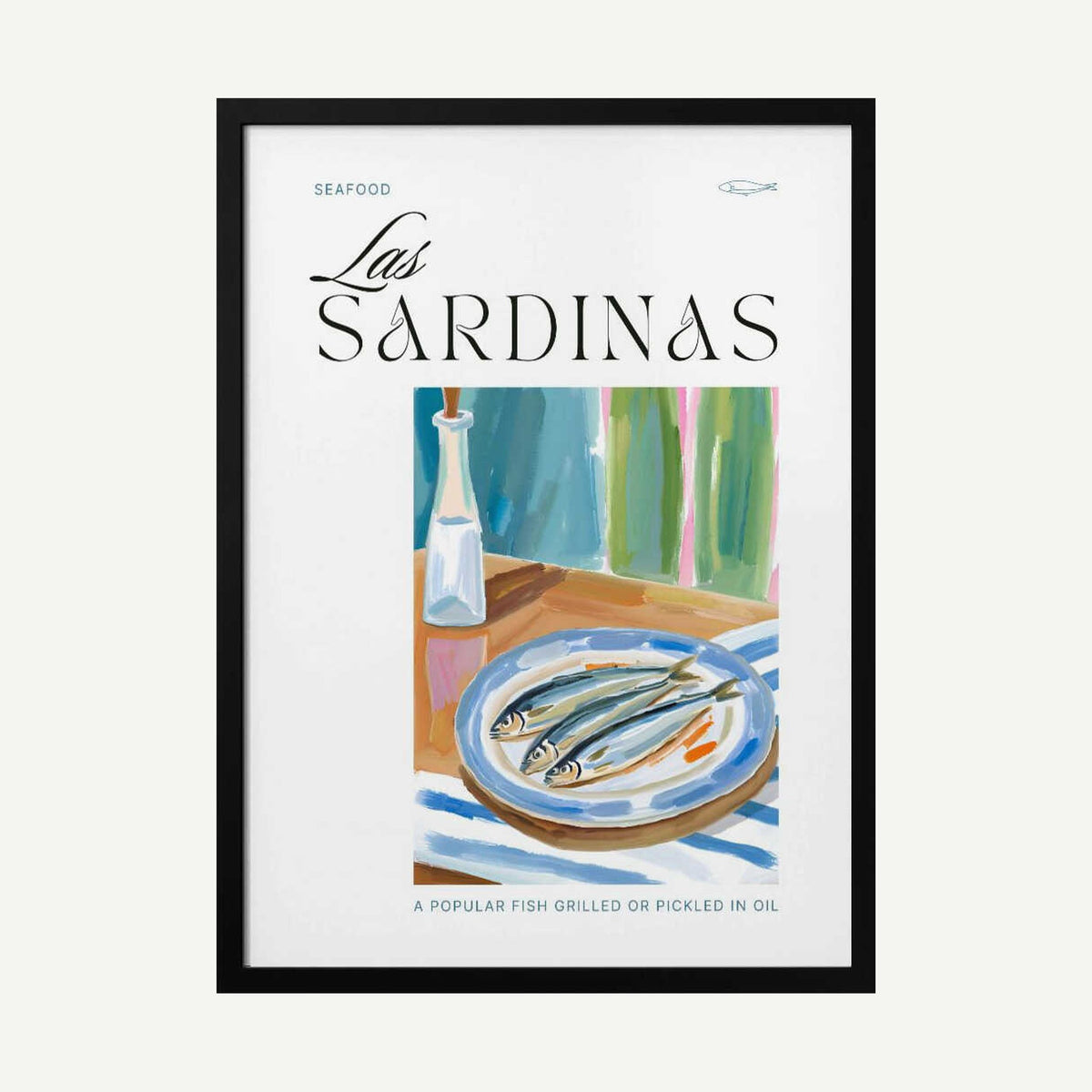 Mediterranean Sardine Dish Art Print UK — Food Vibrant Wall Art — Kitchen — Wall It All Prints